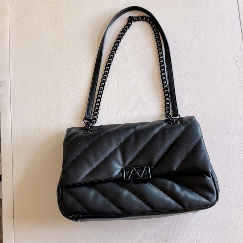 Aldo Black Quilted Shoulder Bag with Chain Strap
